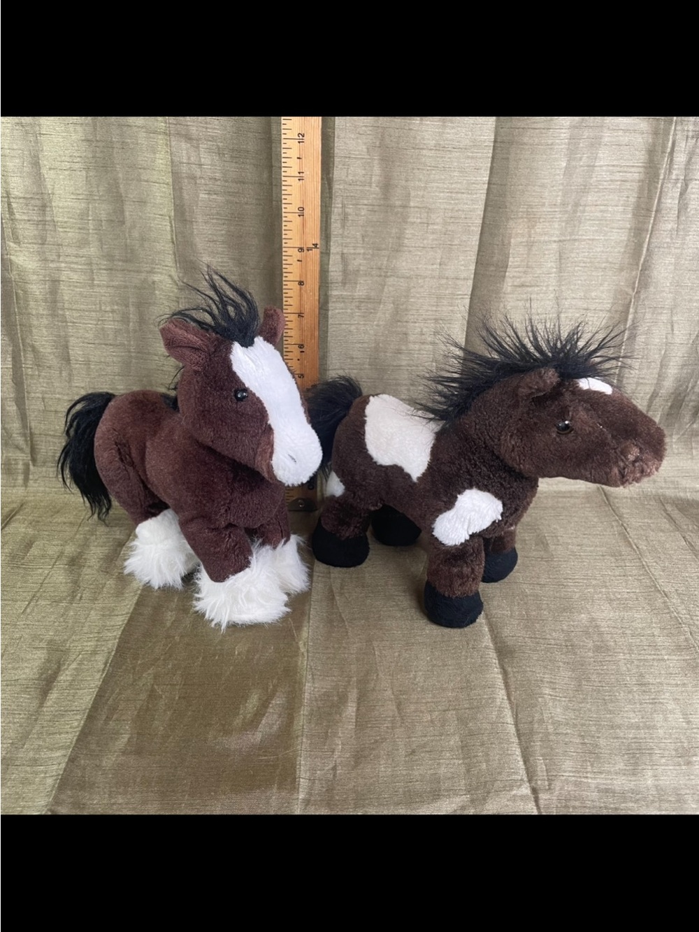 Lot of 2 Ganz Webkinz Clydesdale Horse Pinto Horse Plush Stuffed Animal NO CODE